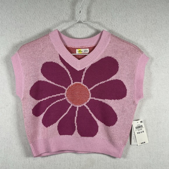 Epic Threads‎ Big Girls Flower Sweater Vest Pink Size XSmall 5/6 NWT - Picture 1 of 8